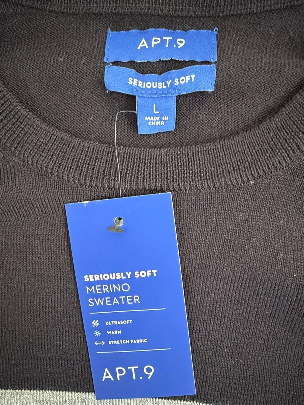 Apt. 9 Men's Merino Wool Blend Crewneck Colorblock Sweater Lg NWT